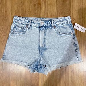 PACSUN High Rise Festival Shorts Acid Washed Frayed Hem Size 27 NWT